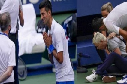 novak djokovic out of us open 2020 hit line judge with ball video