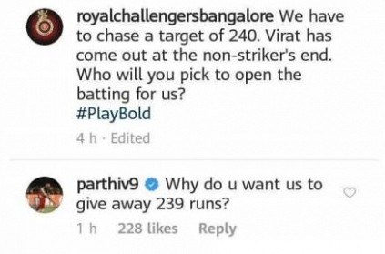 Parthiv Patel Responds To RCB Over Opening Batsman