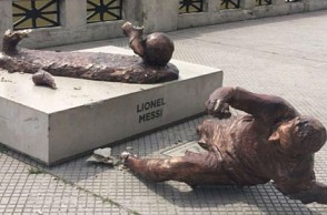 Popular footballer’s statue vandalized