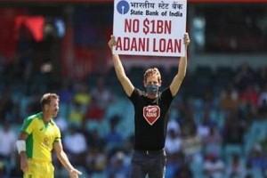 Video: Protesters STOP Match, Enter Ground Holding Banner Against Adani Group; Crowd Cheer! 