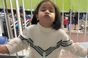 Ziva Dhoni makes world cup debut; turns cheerleader for dad: Photos Viral!