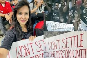 'I will not get married until Kohli hits 71st century' - Fan girl's banner goes viral!