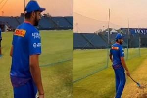 MI share hilarious video of Rohit Sharma throwing down a short ball after promising a yorker - VIRAL!