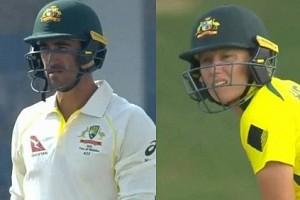 Mitchell Starc and wife Alyssa Healy bat simultaneously in respective Pakistan vs Australia matches