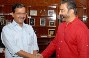 Arvind Kejriwal discusses film business with Kamal Haasan