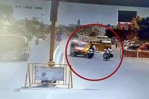 Car rams through barricade, hits two bikes; injures 3 severely: Horrifying CCTV Footage!
