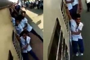 Chennai - Students caught performing dangerous stunts on train