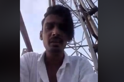 Chennai youth who climbed on top of a cell phone tower withdraws protest