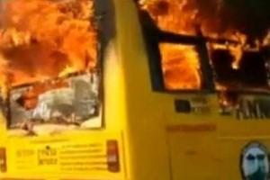 WATCH VIDEO: Fire breaks out in Private ‘College' Bus, Chennai; 'Students' sitting inside alarmed!!