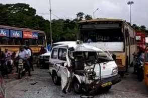 MTC bus rams private ambulance in Chennai fort