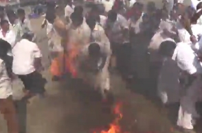 Shelter roof of Mannargudi AIADMK office set on fire