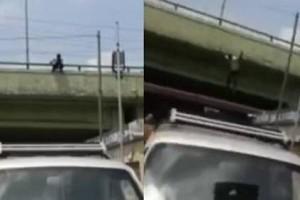 VIRAL VIDEO: Youngster Jumps from Busy Flyover; Not a Movie Shoot but REAL!