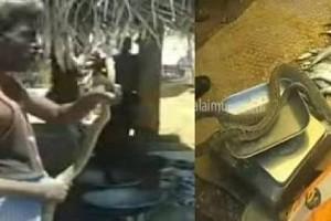 Video: Man carries 7-feet-long snake to market - people terrified!