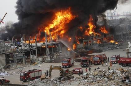 beirut port on fire weeks after massive blast panic alert in city