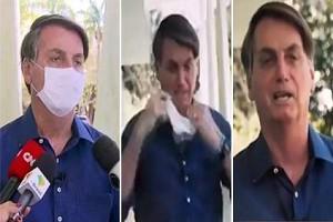 VIDEO: Tested Positive for 'Corona Virus', Brazilian President takes off 'Mask' in front of Journalists - Says, "I'm Fine, look at my Face!"