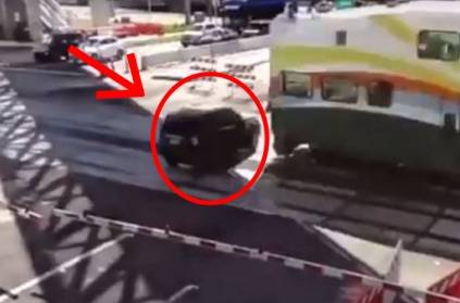 Car gets hit by train, shocking video goes viral!