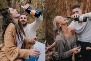Couple's 'Messy' Engagement Photo Shoot Goes Viral After Champagne Falls on Girl 