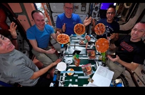 First-ever pizza party in space!