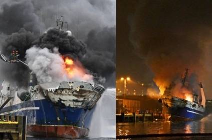 Fishing boat in Norway port caught fire, explosion risk
