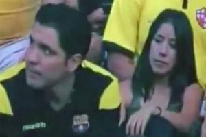 Video: Man Gives EPIC Reaction After Getting Caught On 'Kiss Cam' During Game 
