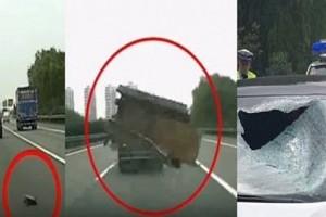 Watch Video: Man dies after a metal sheet flies through windshield