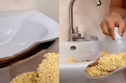 Man fixes broken sink with noodles: Video Goes Viral!
