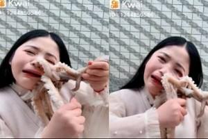 Woman tries to eat octopus, octopus attacks her instead! Video goes viral