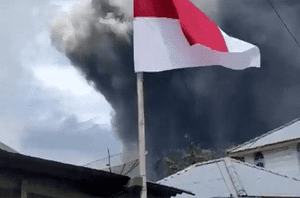volcano eruption sumatra island indonesia covered in ash