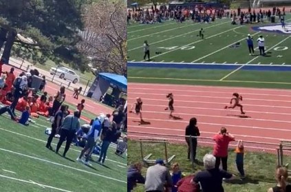 Girl loses shoe, stops to put it back and win the race