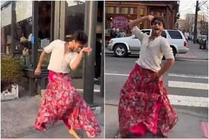 Indian Man in skirt dances on New York streets #MenInSkirts: Indian Choreographer rocks skirt in his viral dance video in the streets of NYC - Watch!