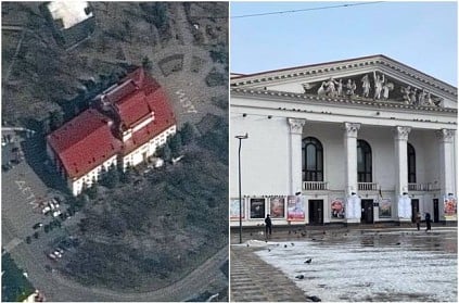 Russian military attacks theatre in Mariupol city
