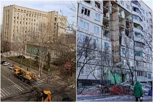 Russian rocket blasts hole in Government building in Ukraine!