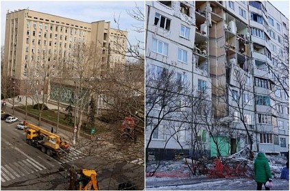 Russian rocket blasts hole in Government building in Ukraine