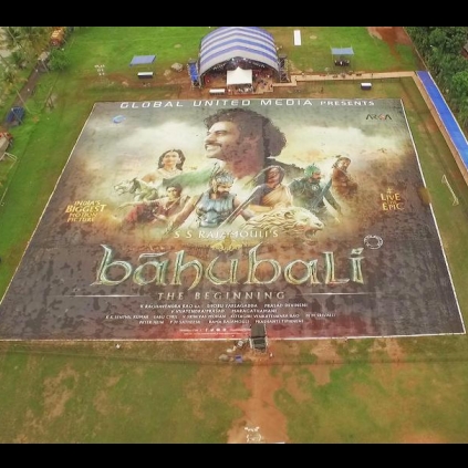 Baahubali poster enters the Guinness book of world records for largest poster Baahubali poster enters the Guinness book of world records for largest poster