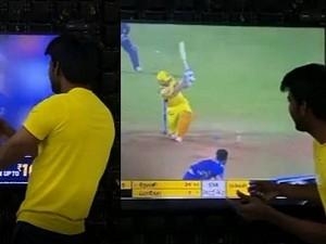 Soori's furious celebration post Dhoni's strike in last match - VIRAL VIDEO!