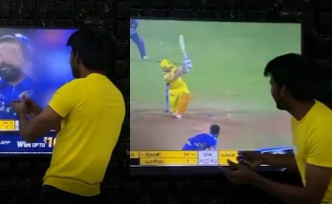 Actor soori overjoying celebration of dhoni finishing