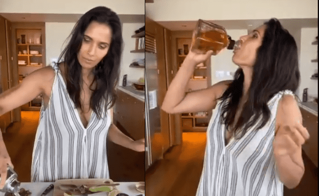 Actress Padma Lakshmi posts video of her boozing