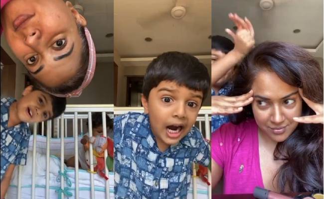 Actress Sameera Reddy shares a cute video of her son.