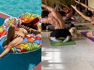 This super-hot actress sets major fitness goals with a special yoga-buddy! Guess who?