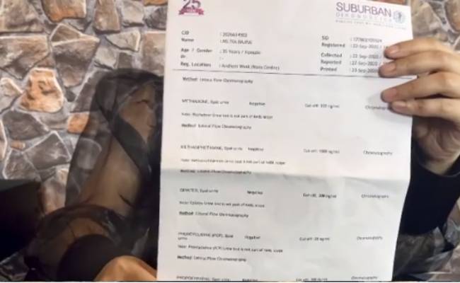 Actress Tia Bajpai shares results of drug test