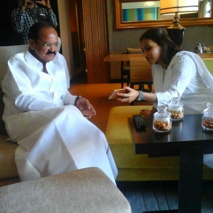 Aishwarya Dhanush meets minister M.Venkaiah Naidu Aishwarya Dhanush meets minister M.Venkaiah Naidu