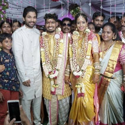 Allu Arjun attends assistant dance choreographer Sirish's wedding in Hyderabad