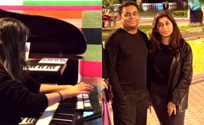 AR Rahman daughter plays keyboard for the first time