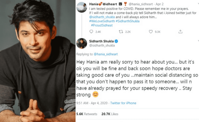 Bigg Boss 13 winner Sidharth Shukla sends prayers for Corona infected Pakistani fan
