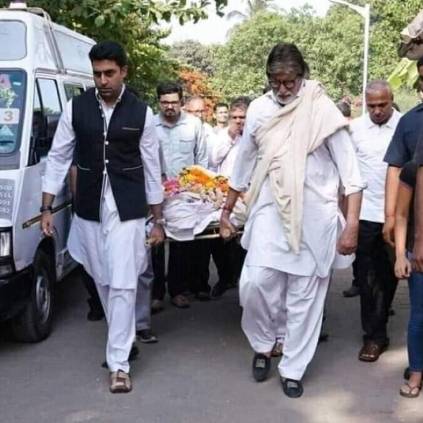 Bollywood stars Amitabh Bachchan and Abhishek Bachchan pay their respect to their Secretary