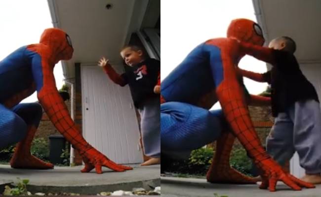 Dad dresses up as Spiderman to cheer up son battling Cancer