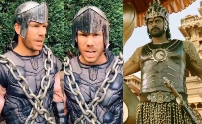 David Warner posts TikTok video from Prabhas - Rana Baahubali 2