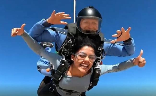 Eesha Rebba's sky diving viral video in Dubai thrill fans
