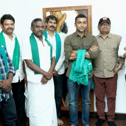 Farmers association felicitate Suriya, KV Anand for Kaappaan