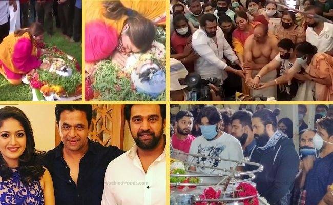 Funeral video of late Chiranjeevi Sarja - father does last rites